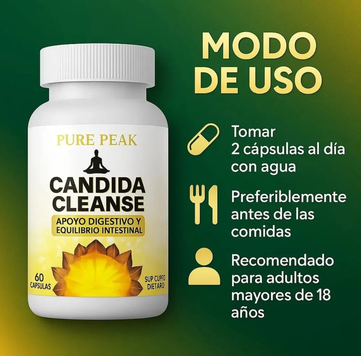 Suplemento Candida - Recupera Vitalidad, Mejor Digestión, Claridad Mental