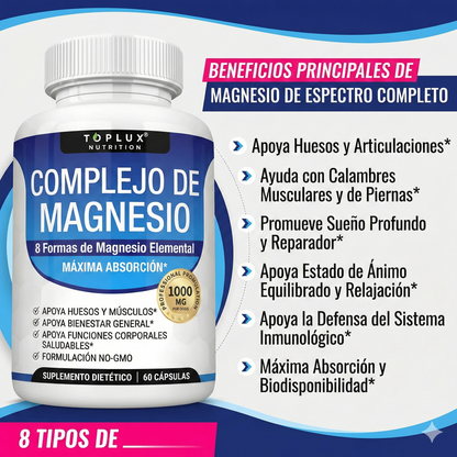 Suplemento Magnesio Complex - Mejora Sueño, Fortalece Musculos y Huesos